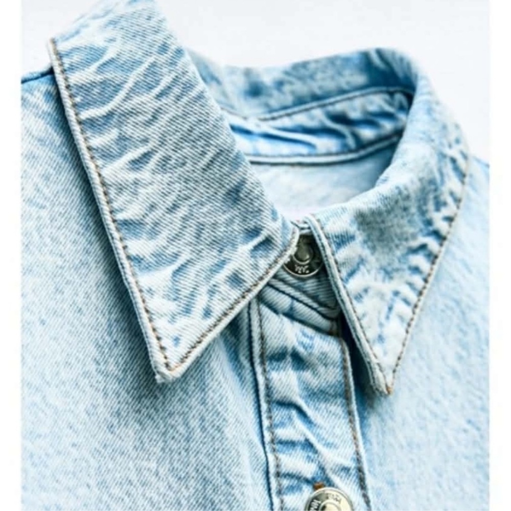 Zara Light Blue Denim Midi Dress - Picture 7 of 9